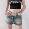 Studded Bling Bling Rhinestone Western [Lamerry] Belt, Belt, Belt, Belt, Y2K, Sequins, Glitter, 105cm, Women's/Men's (White)