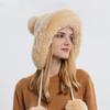 Autumn and Winter Women's Sleeve Cap Outdoor Thickened Velvet Cold Protection Keep Warm Pure Color Knitted Hat
