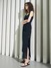 Oal Oblique Line Chiffon Slip Dress_Black