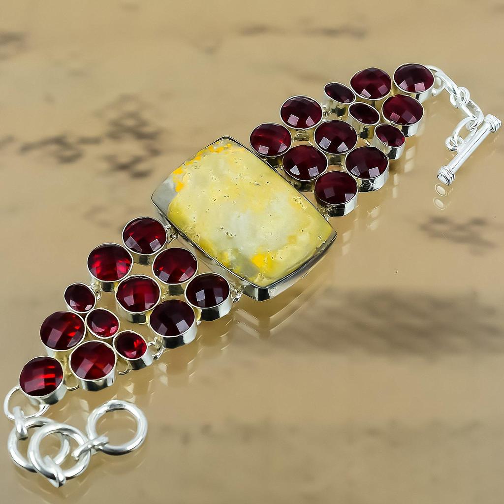 Natural Bumble Bee Jasper Chain Adjustable Bracelet 925 Silver For Girls