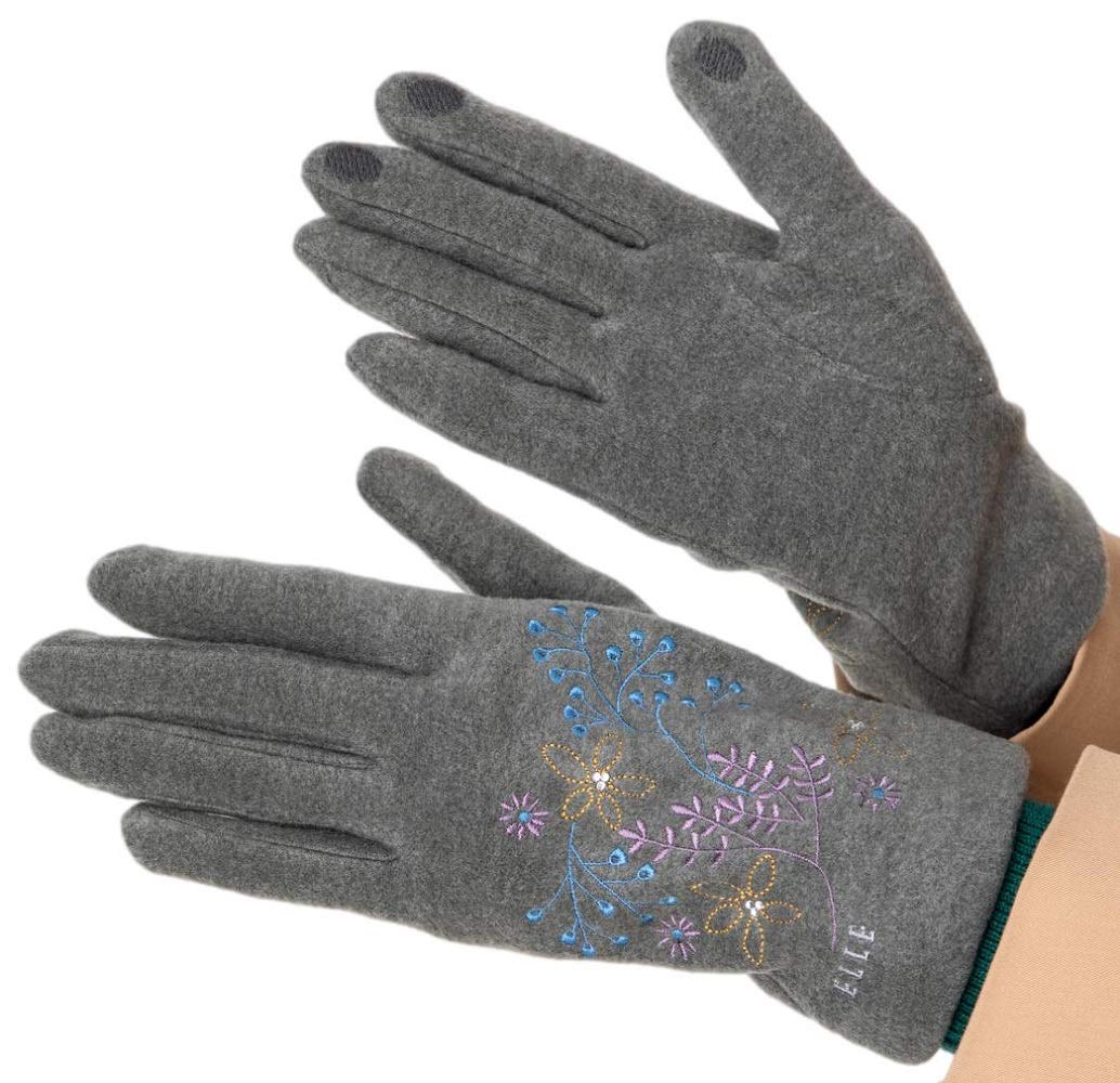 

Милые перчатки с цветочной вышивкой из мягкого матового кружева с цветочным принтом и чехлом Сделано Совместимо со смартфоном [ELLE] 19-6532 Женские (Серый) Япония, серый