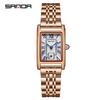 Stilvolle Sanda Square Stahl & Leder Quarz Uhr mit römischen Ziffern, Wasserdichtes Design für Damen