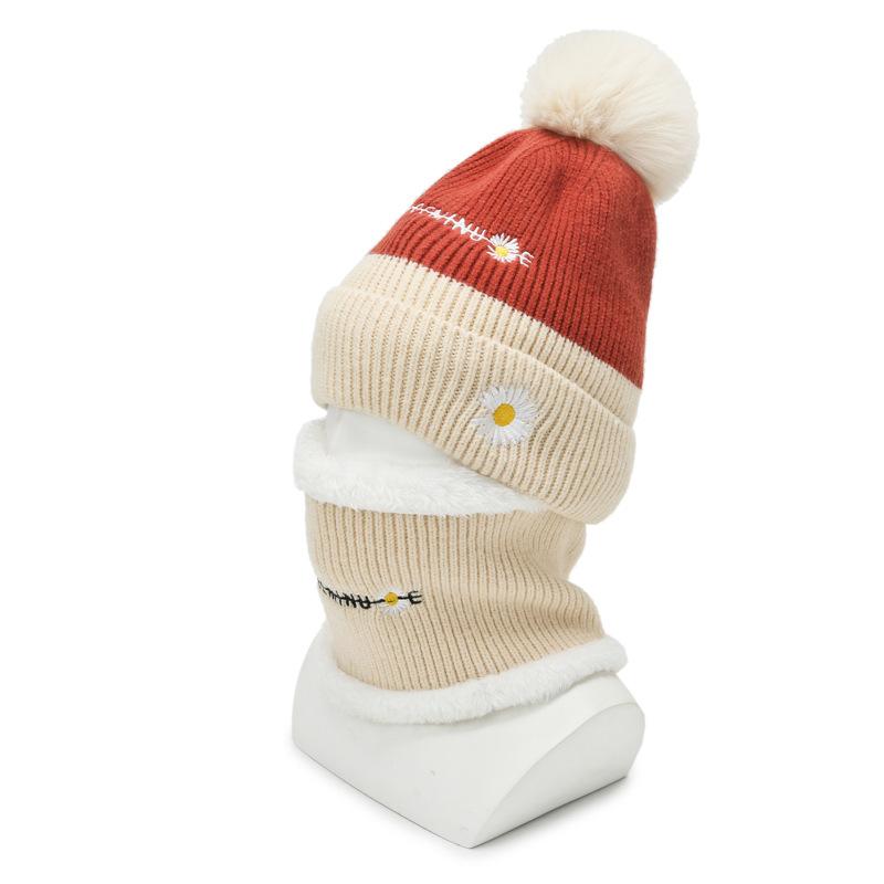 

Шапка Женская Осенне-зимняя с шерстяным помпоном Милая вязаная шапка Зимняя для улицы Велоспорт Плюс флис Теплая Защищающая шею Хлопковая шапка One Size