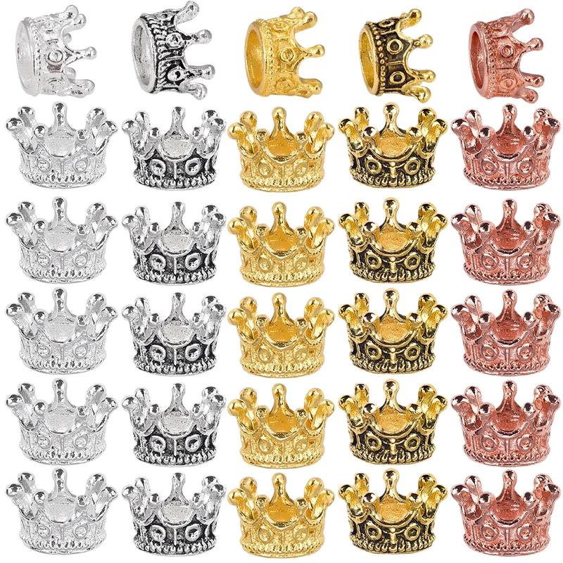 20pcs Jewelry Production Spacer Mini Crown Beads Retro Alloy Bracelet Decorative Accessories DIY Necklace Earring Props TMZ