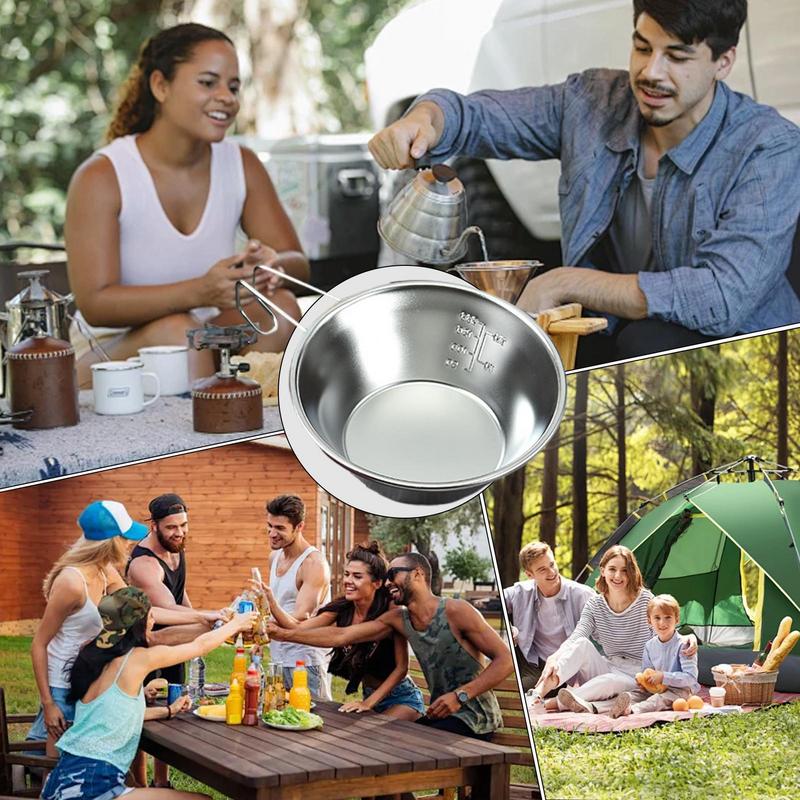 Camping Backpackers Cup Stainless Steel Outdoor Mug Cookware Cup Stainless Steel Bowl With Handles Picnic Dinner Bowl For Picnic