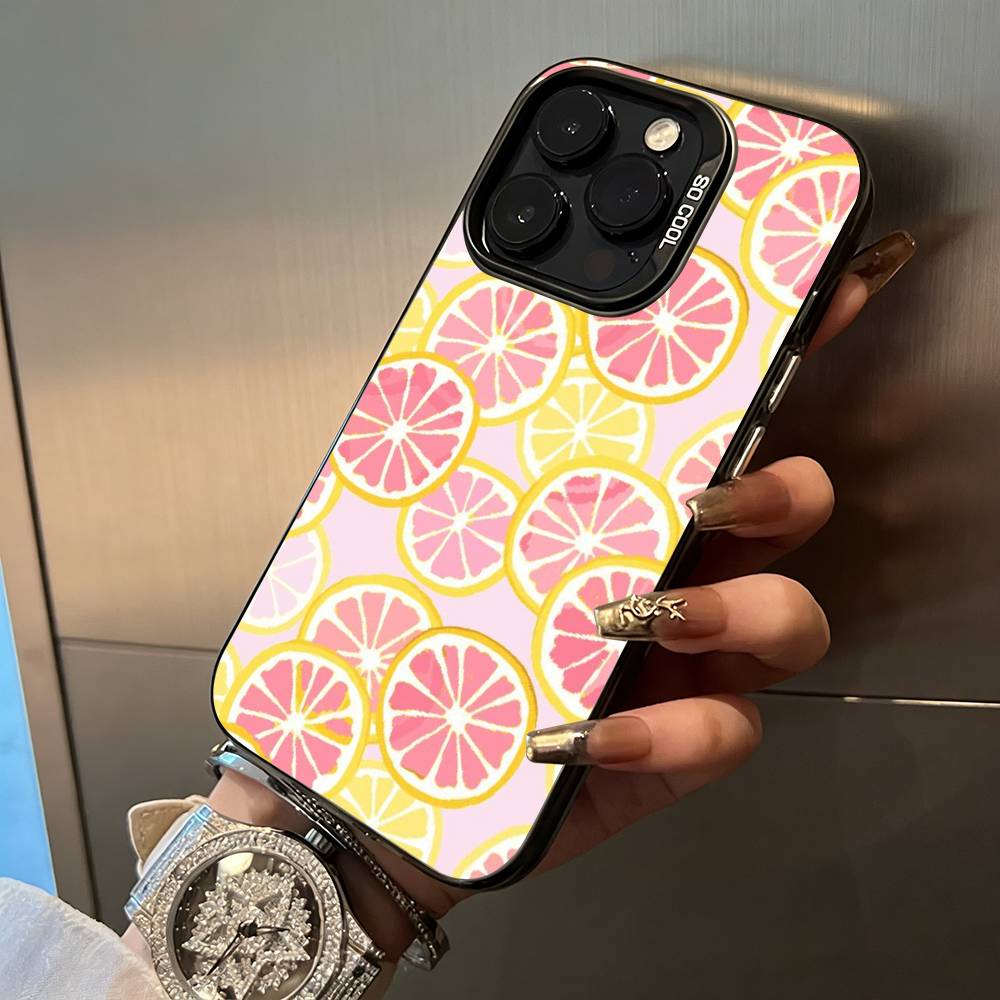 

S-Seaside scenario Wine Lemon For iPhone 17 16 15 14 13 12 11 Pro Max XS 17 Air Silicone Colored Silver Bumper Cover iPhone14Pro