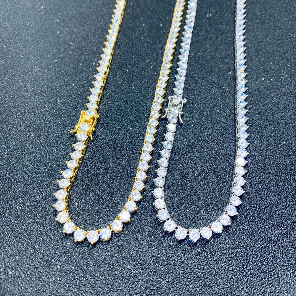 Men's Hip Hop Micro Pave Zircon Single Row Diamond Tennis Chain Necklace