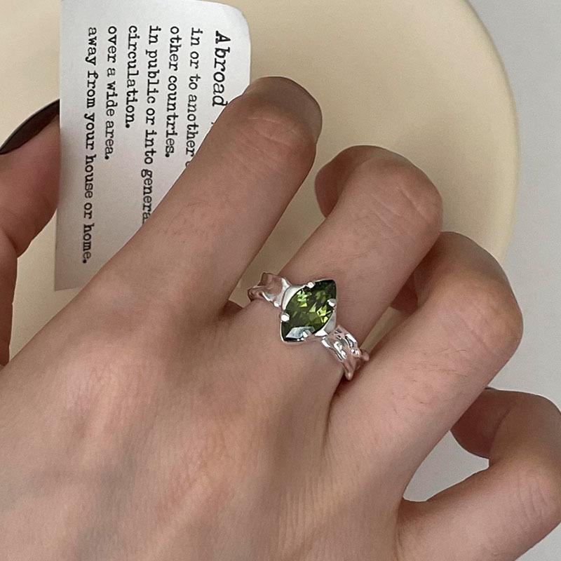 New Fashion Silver Color Open Finger Ring Geometric Green Square Punk Stackable For Women Girl Jewelry Gift Dropship Wholesale