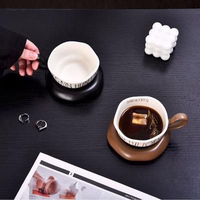 Creative European Ceramic Coffee Mug with Saucer Large Capacity Office Home Breakfast Cup for Milk Tea