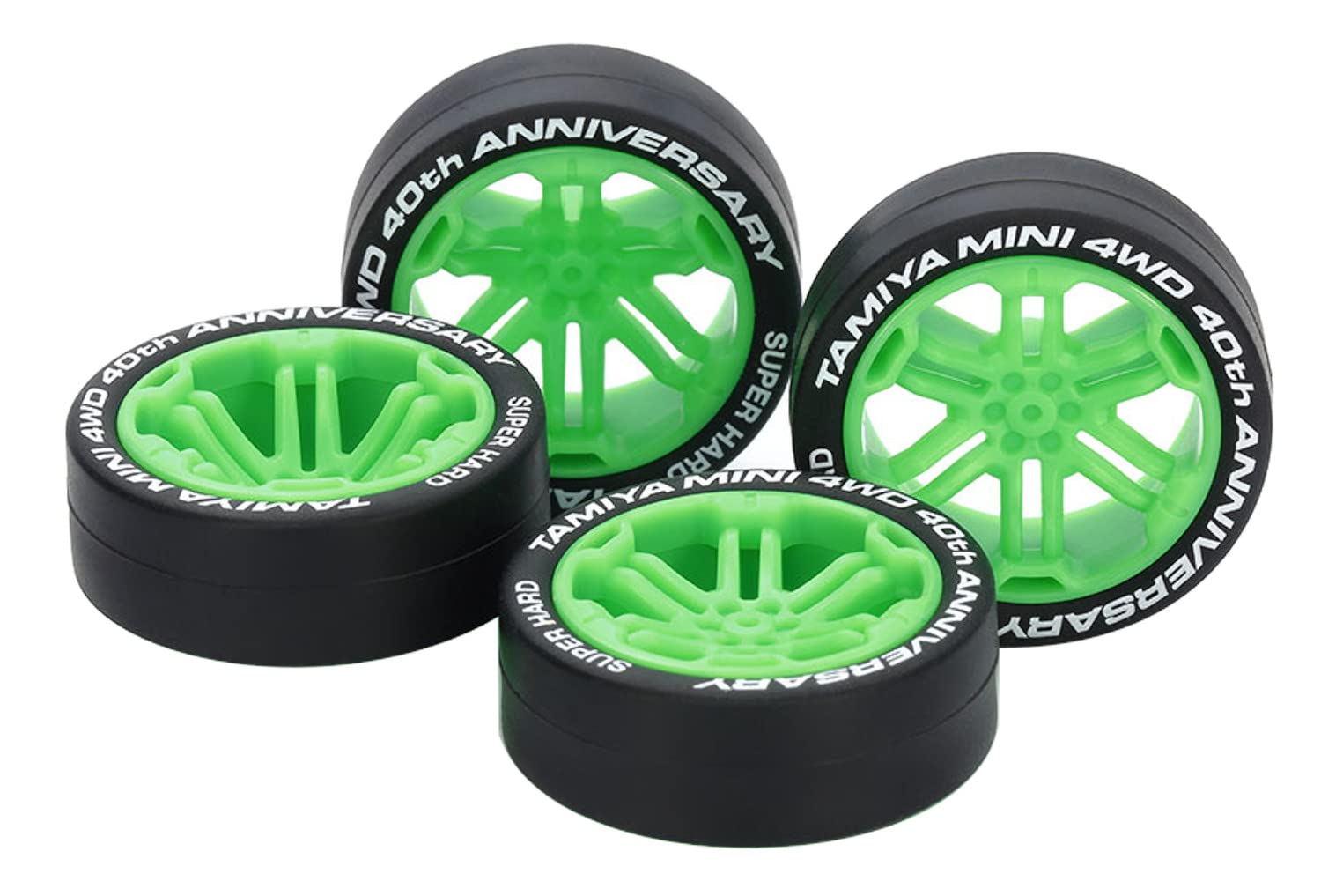 

Tamiya Mini 4WD Special Edition Mini 4WD 40th Anniversary Super Hard Tires Wheels 95640 Green Low-Tight & 12-Spoke зелений