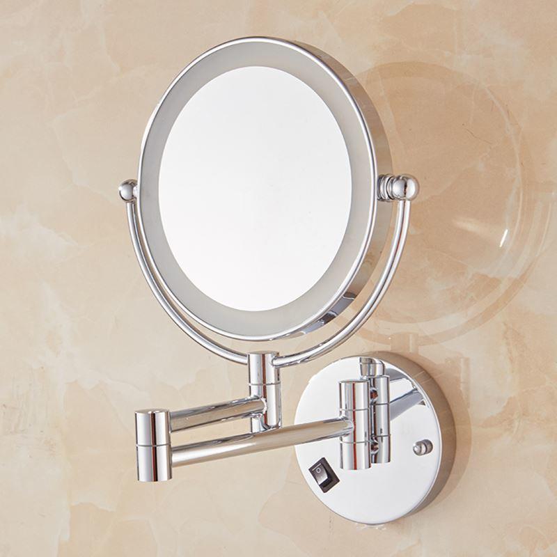 8 Inch Wall Mounted Bathroom Mirror Brass Mirror LED LED Light Folding Makeup Mirror Cosmetic Mirror Lady Gift | Bathroom Mirrors