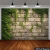 2D Stone Wall Green Ivy Vines Photography Backdrop Vintage Brick Leaf Background Banner