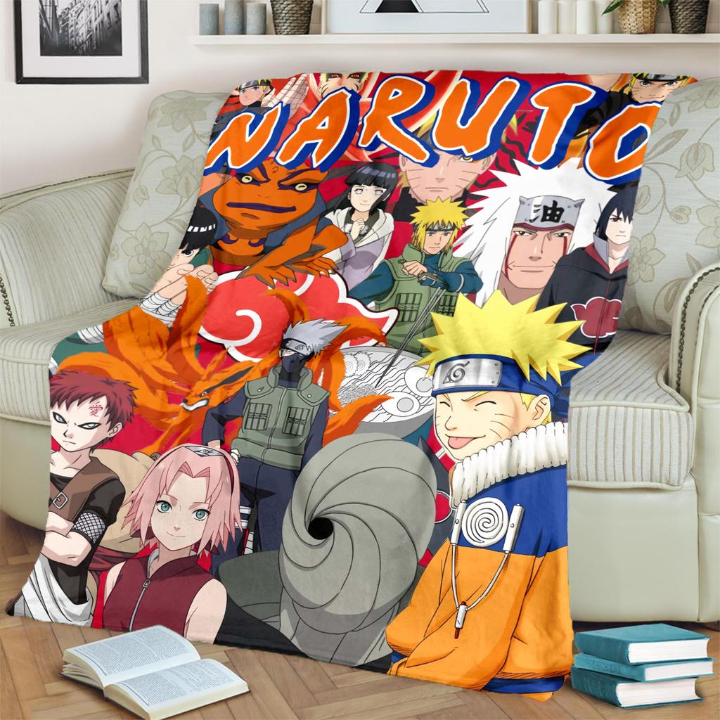 Anime-Naruto Print Blanket Warm Comfortable Flannel Blanket for Bedrooms, Sofas, Beds, Chairs, Picnics, Travel -LXR44