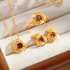 S925 Silver Star Jewelry Set, Natural Crystal Necklace Ring Earrings for Women