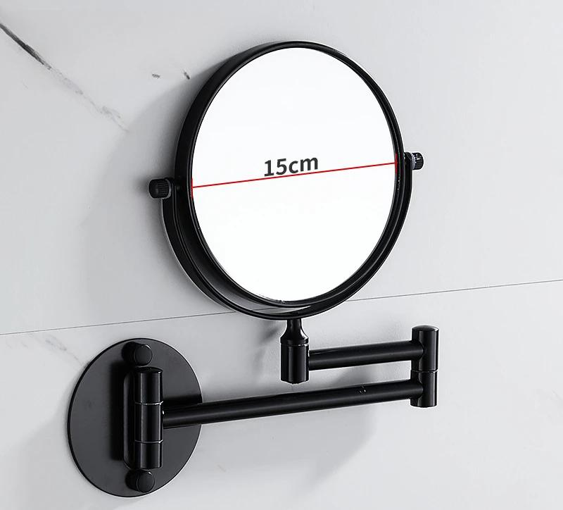 Wall Hanging Double Sided Mirror Bathroom Makeup Mirror Aluminum Black/Gold/Silver Telescopic Mirror Folding Beauty Mirror