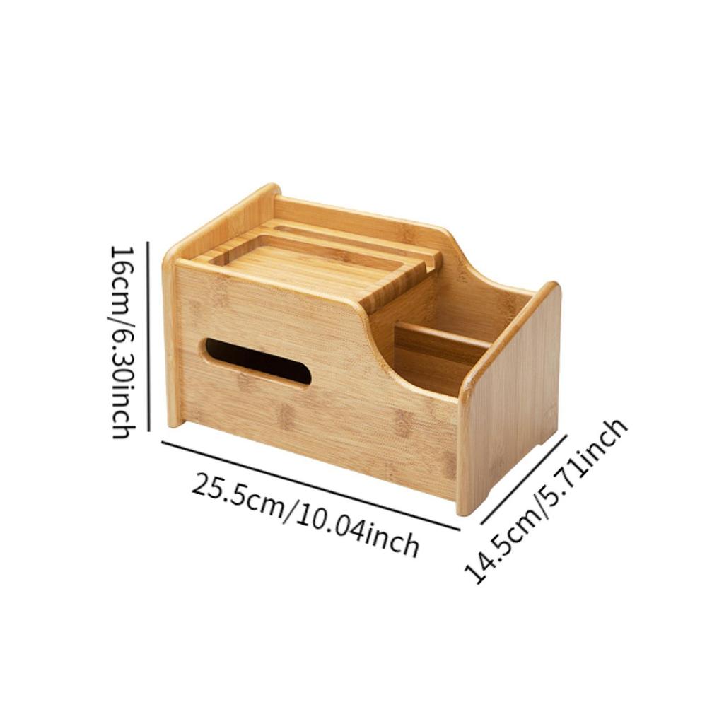 Desktop Compartment Basket Bamboo Desktop Shelf for TV Remotes Home Bedroom