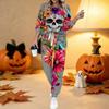 Women Halloween Print Two Piece Outfit, Long Sleeve Crew Neck Top & Drawstring Jogger Pants Casual Tracksuit for Spring Autumn