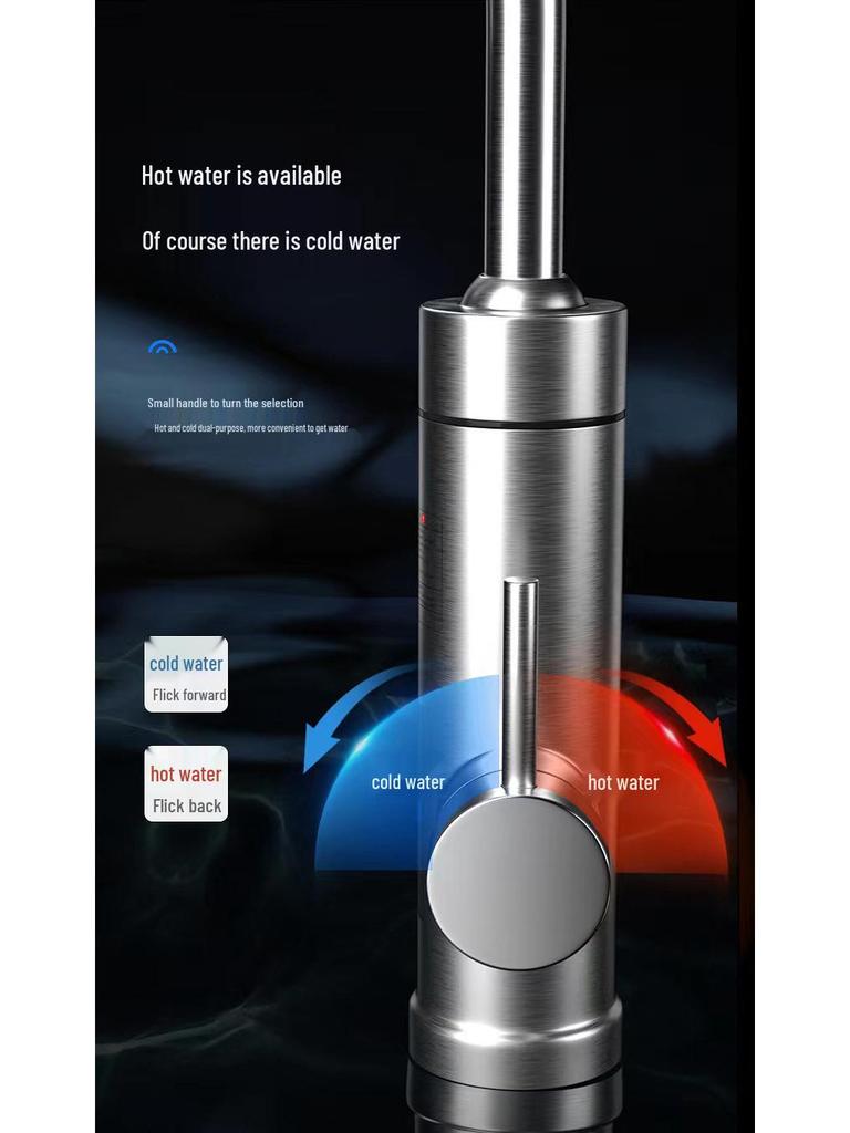 Stainless Steel Instant Electric Water Faucet with Digital Display for Fast Heating - Dual Hot & Cold Use.