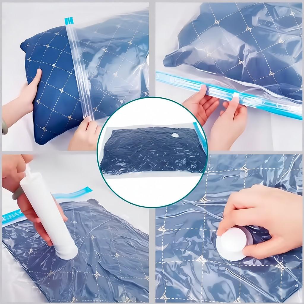 Set Contains 10 Vacuum 50x70 Cm Vacuum Bags   Hand Pump   Durable Compact Reusable Puncture Resistant Ideal for Organizing Clothes Travel and Su