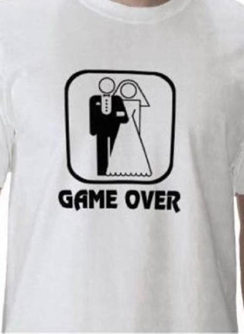 Game Over T shirt Tee Wedding Marriage Couple Love hate wife husband