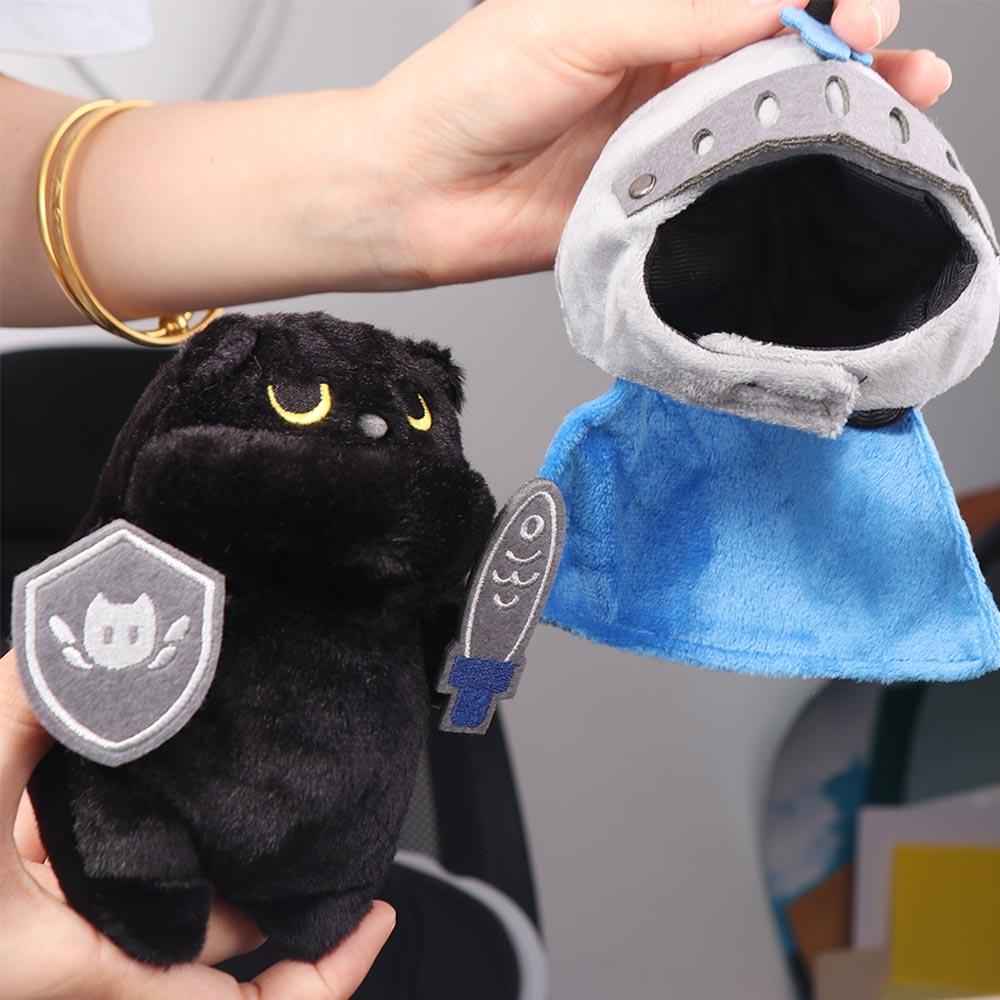 Shield Knight Cat Plush Doll Silly Black Cat Stuffed Toy Decoration Cat Plush Toy  Children