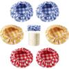 6 Pcs Jar Cloth Covers, Plaid Cloth Jar Covers Elastic Unbleached Cloth Lid Reusable Sourdough   Cover Preserving Lids for 3-4 Inch Jar Mouth