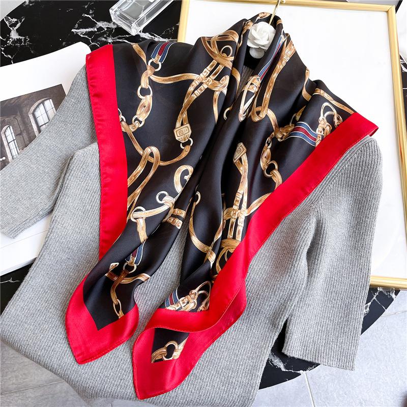 Fashion Women Square 70*70Cm Kerchief Silk Satin Women'S Hijab Hair Scarf Hair Scarves Shawl Scarves For Ladies Bufanda Seda