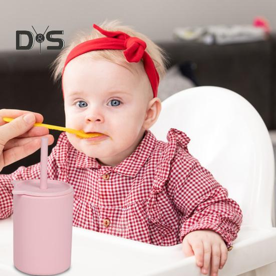 150ml Kinderbekers met Deksel En Rietjes Herbruikbare Lekkagevrije Bekers voor Kinderen Onbreekbare Siliconen Kinderbeker met Tuit voor Thuis School Keuken