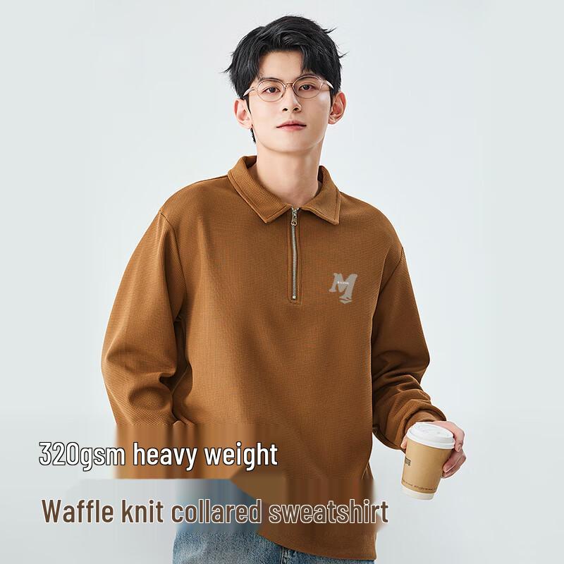 Baleno Men's S&K Waffle Knit Quarter-Zip Polo Sweatshirt