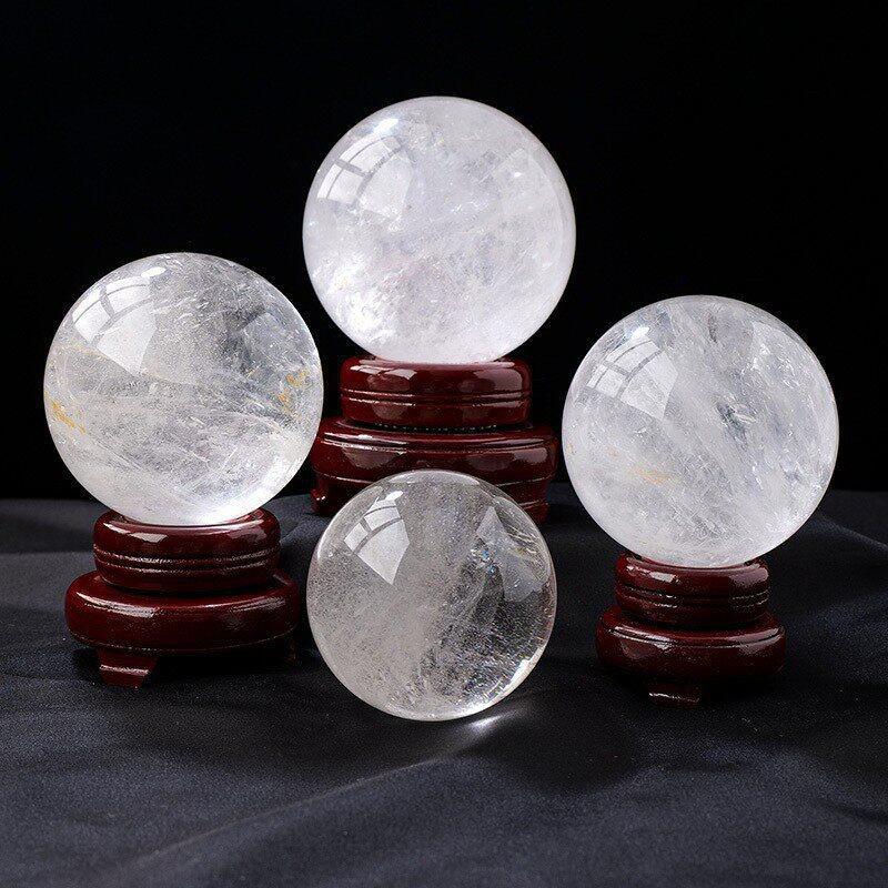 Clear Natural White Crystal Ball - Polished Office Ornament with Various Specifications