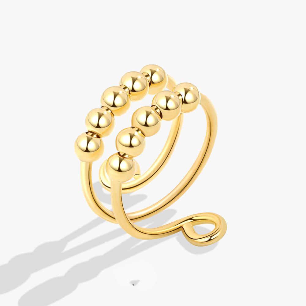 Anti Stress Anxiety Silver Ball Rings 925 Women Men Spinner Fidget Rings Vintage Gold Couple Anillos Jewelry Gift