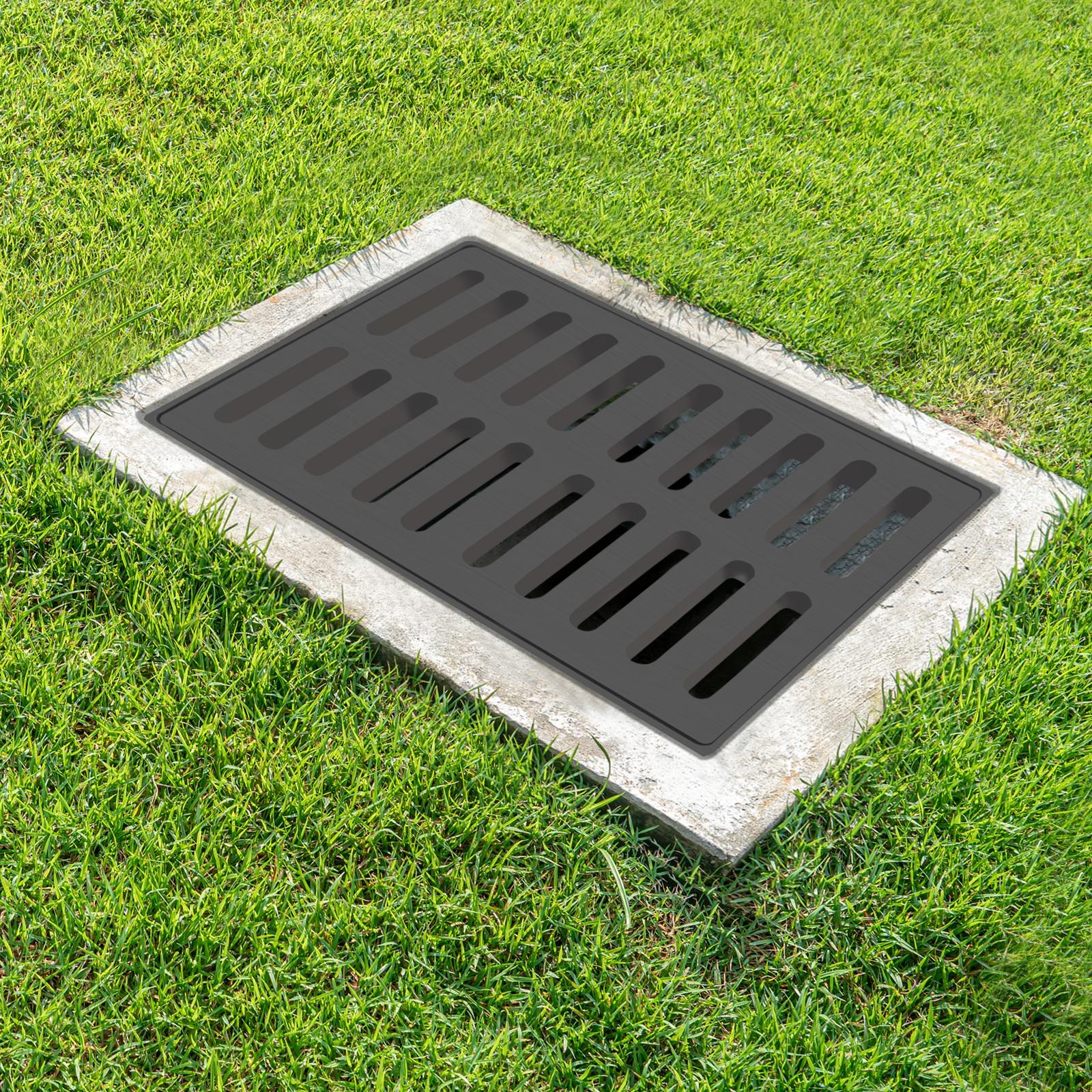

24x16in Black Drain Grate Cover and Frame, 500lb Load Capacity, Outdoor Trench Drain Grating, for Driveway Yard Garden Drainage чёрный