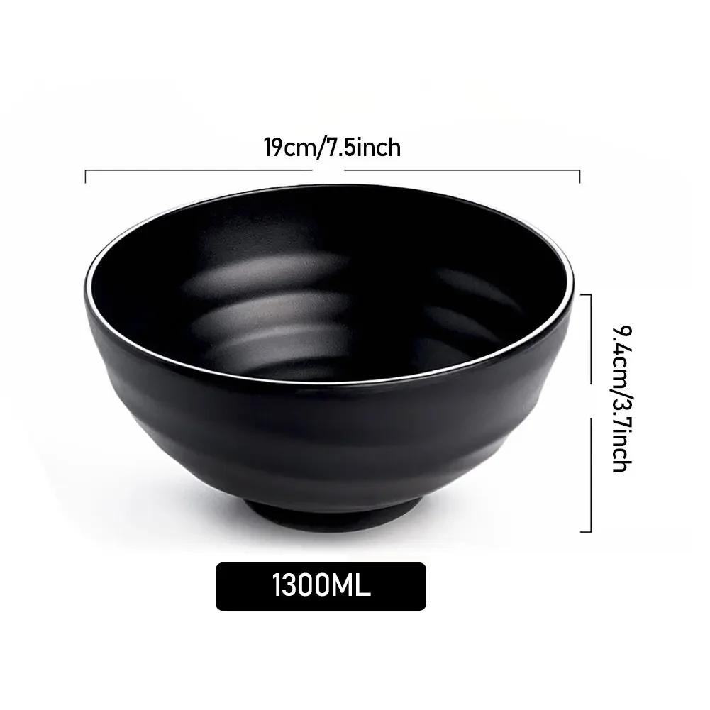 Fancyfamily Black Frosted Melamine Japanese Style Beef Ramen Bowl Bamboo Hat Shape Soup Bowl Fast Food Tableware
