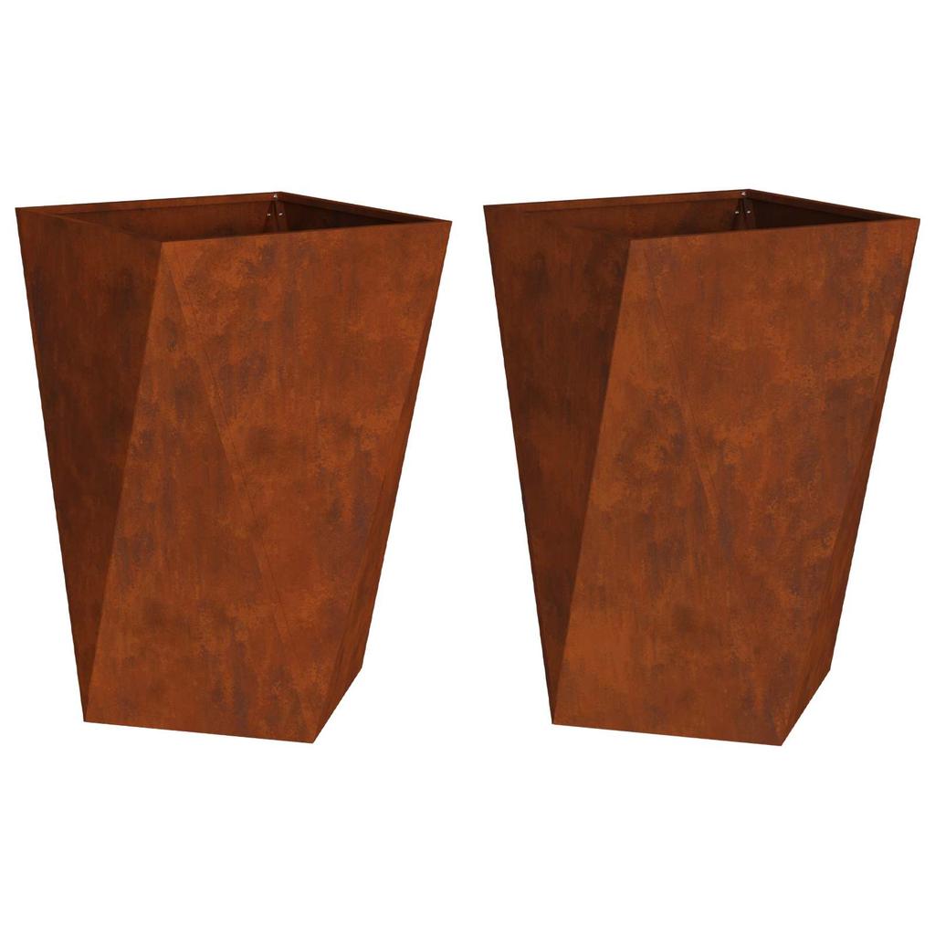 Planters 2 Pcs Rusty 50 X 50 X 75 Cm Weatherproof Steel