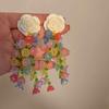 Silver Rhinestone Crystal Flower Asymmetric Earrings - Colorful Retro Court Style Studs for Women