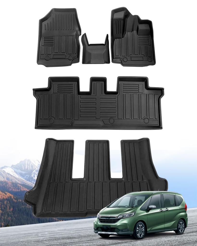 Hawjog Set of 3D Floor Mats and Luggage Mat for Honda Freed GB Series 2016 Present Fully Made with Premium TPE Antibacterial and and with Design