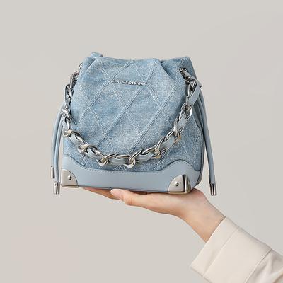 Bucket Bag Women's New Crossbody Autumn Denim Bag Handheld Chain One-shoulder Crossbody Bag