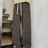 Autumn Winter Leopard Print Casual Pants Men's Loose Straight Wide-leg Trousers