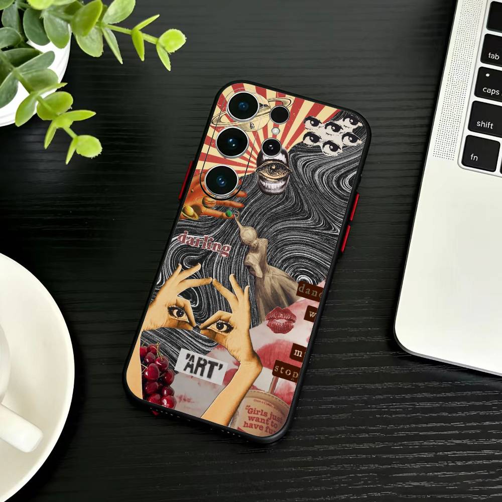 Dark Ornate Collage Art  Phone Case For Samsung S26,S25,S24,S23,S22,S21,S20,S30,Ultra,Plus,Fe,Note,5G Black Cover