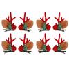 4 Pairs Christmas Hair Clips Fashion Cute Sweet Decorative Reindeer Antlers Hair Pins for Christmas Halloween Party