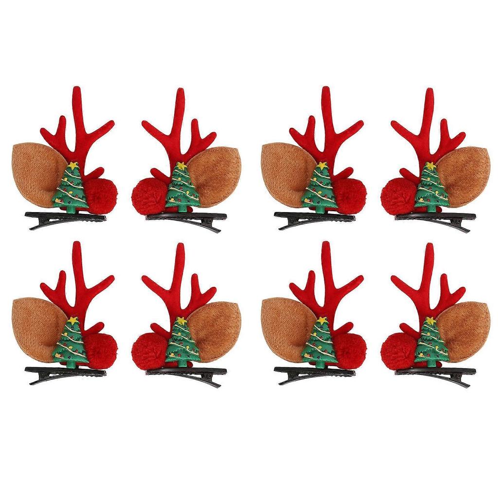 4 Pairs Christmas Hair Clips Fashion Cute Sweet Decorative Reindeer Antlers Hair Pins for Christmas Halloween Party