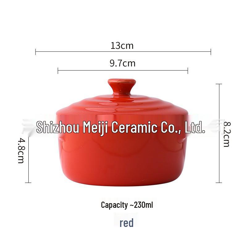 Gradient Ceramic Underglaze Stew Pot with Lid - Double Ear Bowl for Soup, Stews, or Steamed Eggs