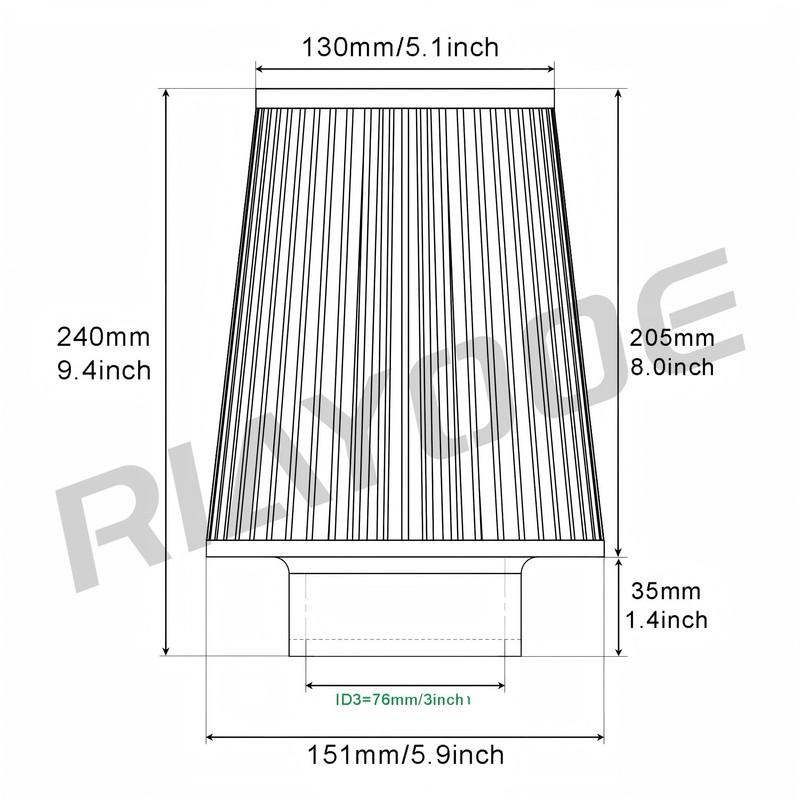 3" 3,5" 4" High Flow Kegel-Luftfilter Wiederverwendbar Universal für Auto Motor Lufteinlass 76mm 89mm 101mm Sport Kaltluftansaugung Kegel-Luftfilter