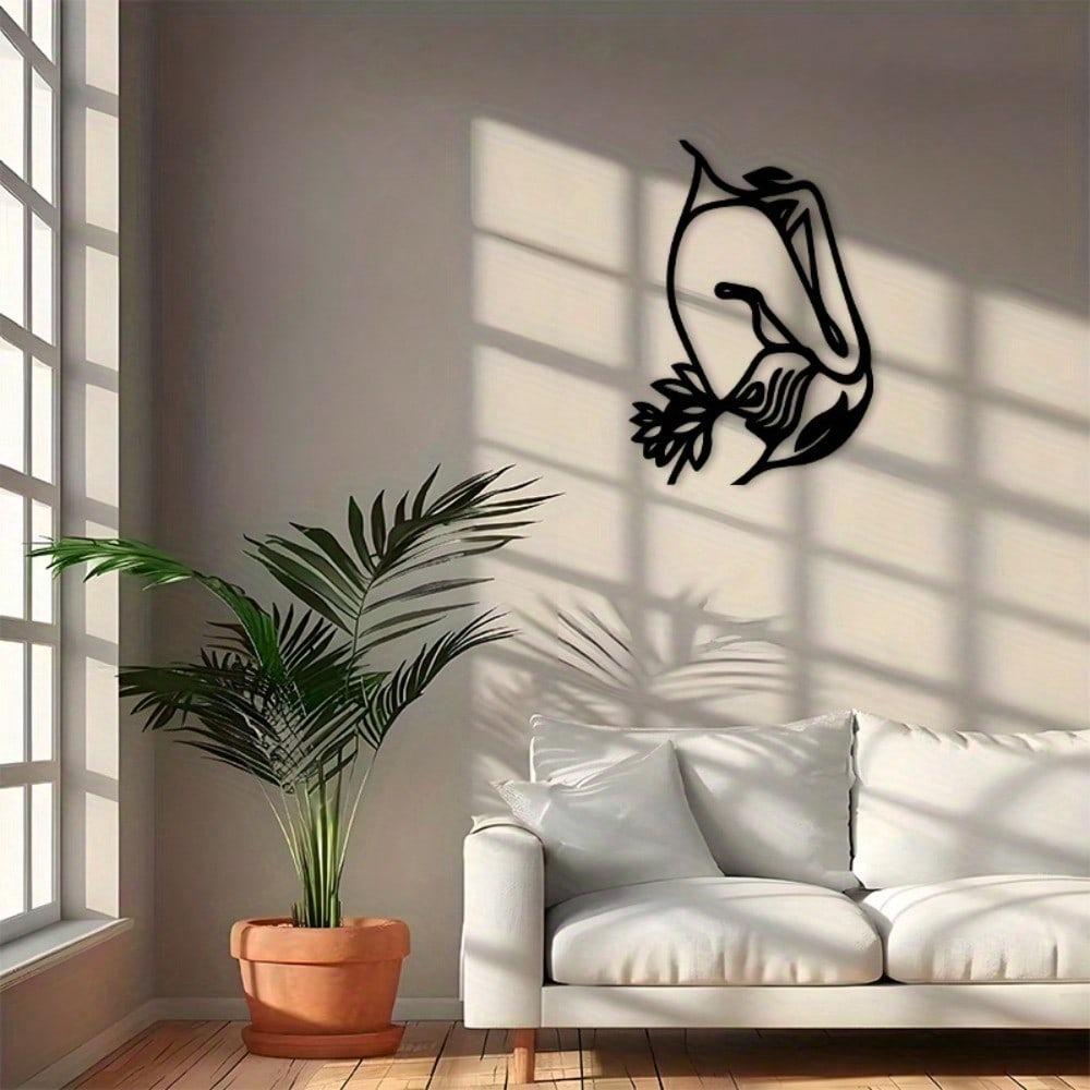 Lotus Flower Metal Wall Art Black Iron Home Decor For Living Room Bedroom Wedding Gift
