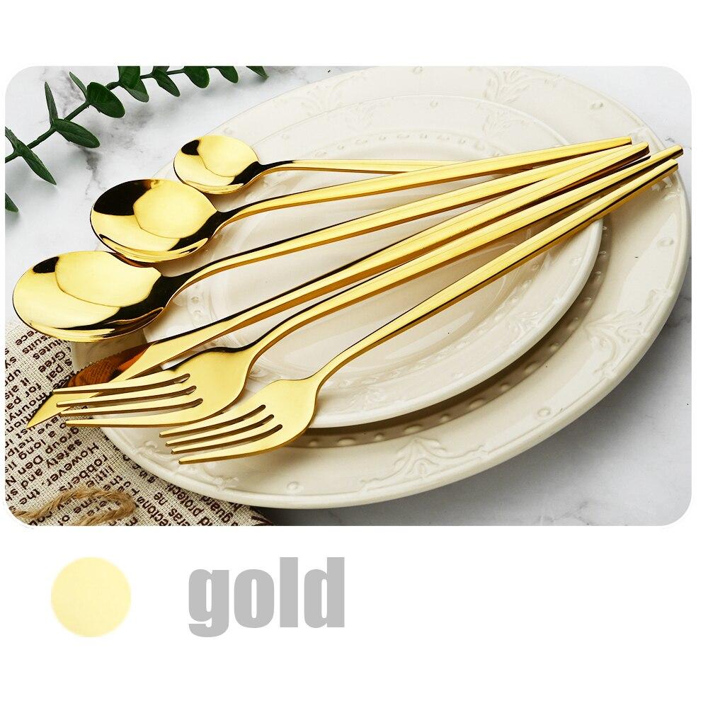 Mátově zelená zlatá sada nádobí Sada příborů na cesty, kemping, nůž, vidlička, lžíce, přenosná šedá taška, sada nádobí z nerezové oceli