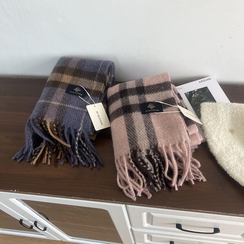 Temperament plaid containing wool scarf female winter student Christmas gift warm scarf couple