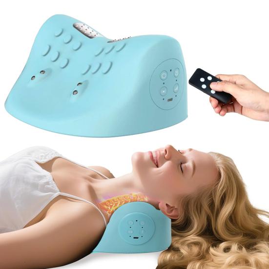 Electric Neck Massager Pillow with Heating Vibration Muscle Tension Neck Shoulder Pain Relief Relaxer Pillow Ergonomic Heated Cervical Stretcher