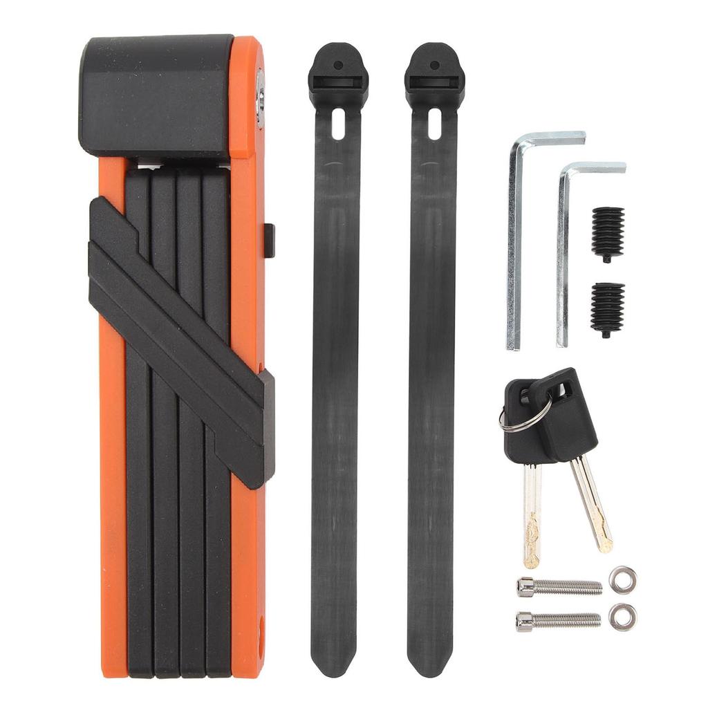 Fahrrad Faltschloss Diebstahlschutz Wasserdicht Rostfrei Faltbares Fahrradschloss für Elektrofahrrad Motorrad Schwarz Orange
