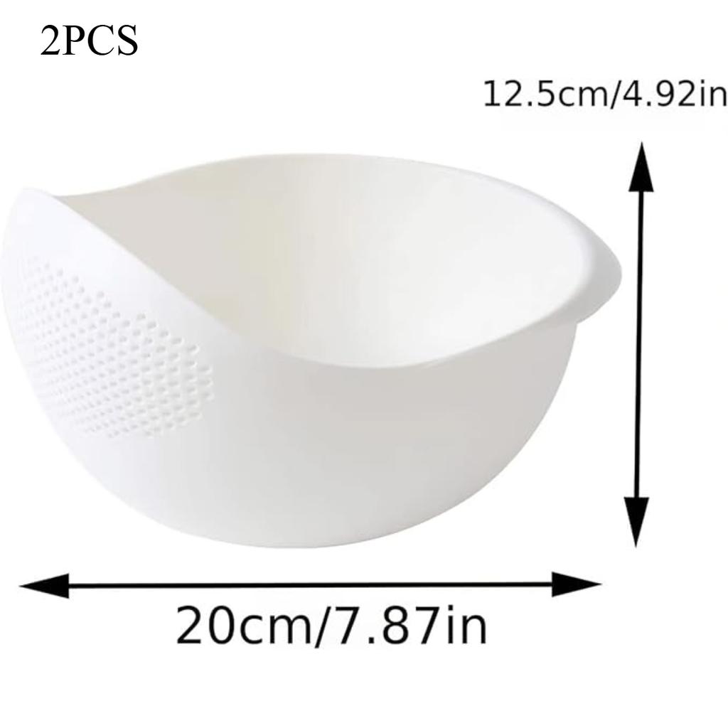 2PCS Multi-Functional Kitchen Washing Basket Basin - Drain Water, Wash Rice, And More With Convenient Features New Home Kitchen Essentials (White)