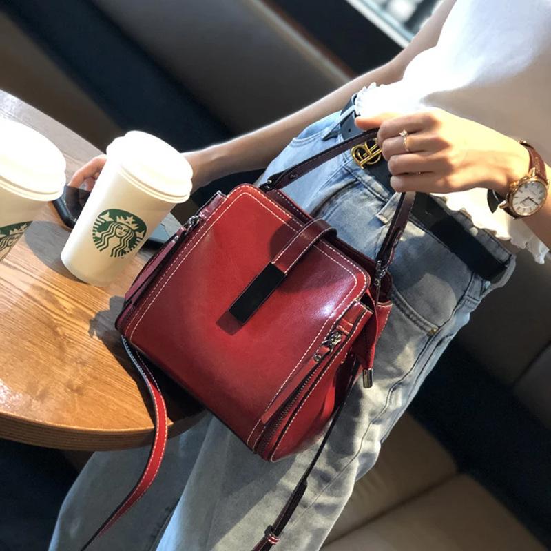 Genuine Leather Women's Shoulder Bag Vintage Luxury Designer Women Handbags Fashion Cowhide High Quality Crossbody Bags